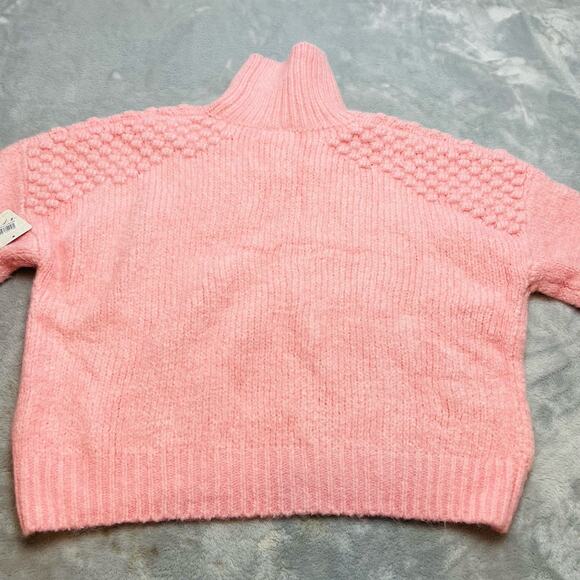 Free People Bradley Sweater Womens S Bubblegum Pink Crop Boxy Boho NWT $128 - Picture 3 of 9
